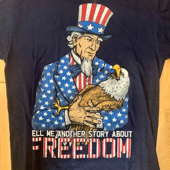 Vintage Y2K Uncle Sam Tee FOTL Freedom Eagle USA Men’s Medium Black America Flag - Picture 2 of 5